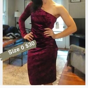 One sleeve crushed velvet dress